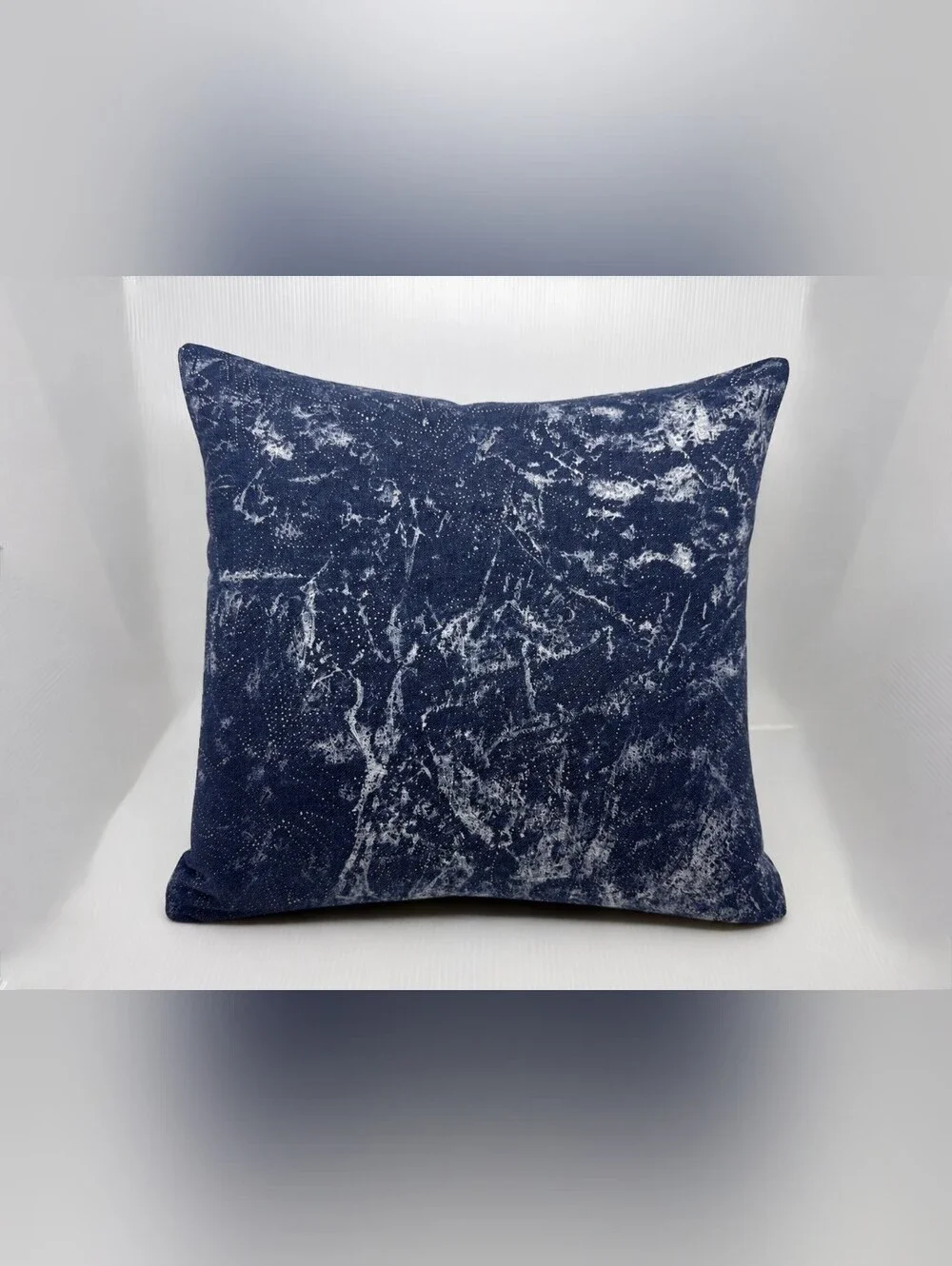 Navy Marble Effect Decorative Throw Pillow Cover